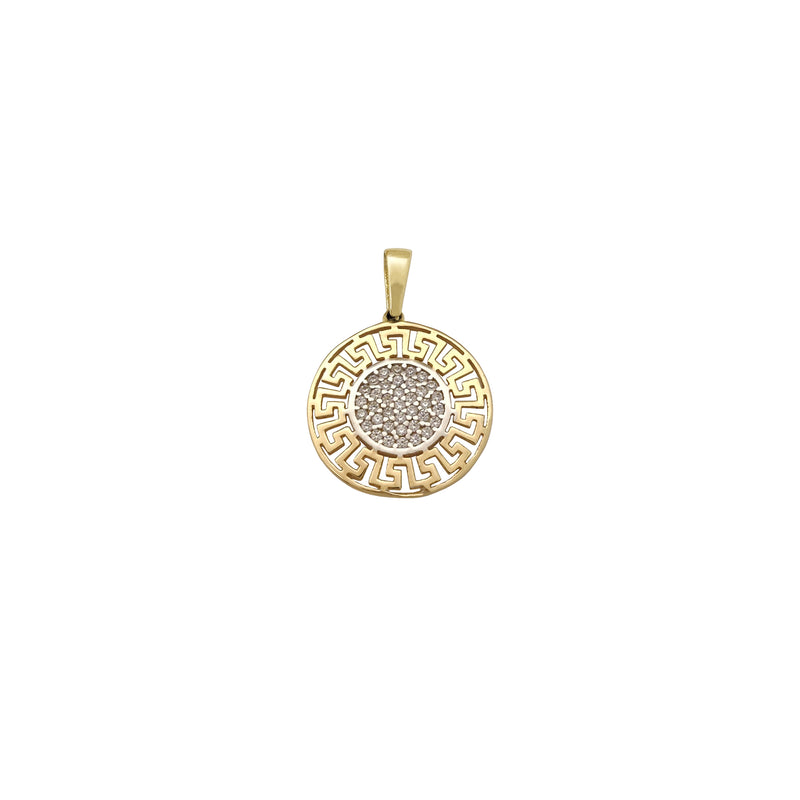 Pave Round Greek Key Pendant (14K) Popular Jewelry New York