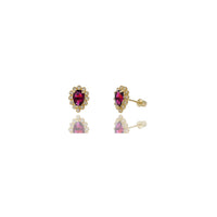 Pear Shape Ruby CZ Stud Earrings (14K)