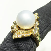 Gyöngy gyémánt lombgyűrű (18K)