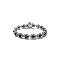 Blue & White Pear Shape Bracelet (Silver)