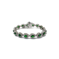 Green & White Pear Shape Bracelet (Silver)