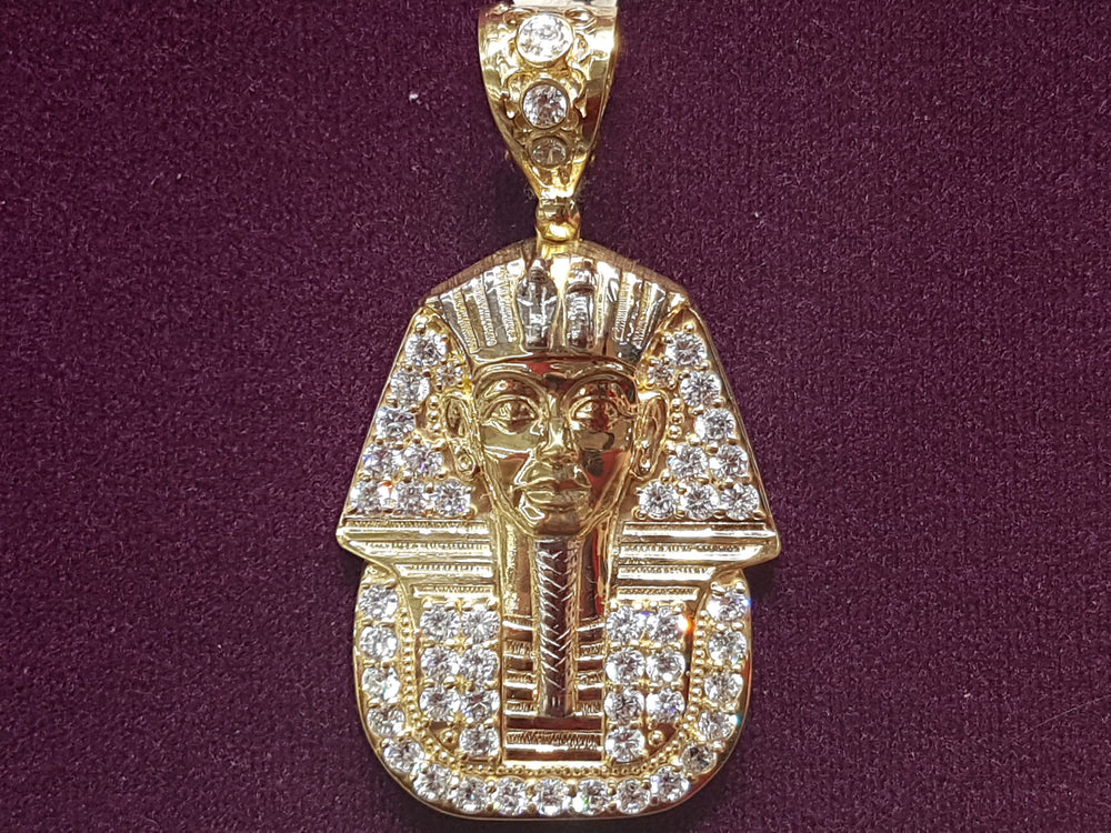 Iced-Out Pharaoh King Tut Pendant 14K - Lucky Diamond 恆福珠寶金行 New York City 169 Canal Street 10013 Jewelry store Playboi Charlie Chinatown @luckydiamondny 2124311180