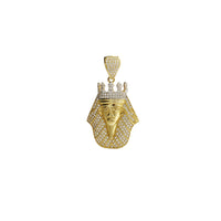 Wisiorek z głową faraona CZ (14K) 14-karatowy dwukolorowy, żółte złoto, białe złoto, cyrkonia, popularna biżuteria Nowy Jork