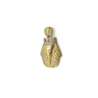 Wisiorek z głową faraona CZ (14K) 14-karatowy dwukolorowy, żółte złoto, białe złoto, cyrkonia, popularna biżuteria Nowy Jork