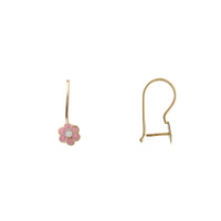Pendientes colgantes de flores rosas (14K) Popular Jewelry New York