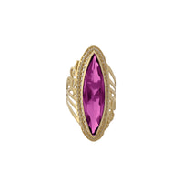 Pink Marquise Filigree Pattern Vines Ring (14K) Popular Jewelry New York