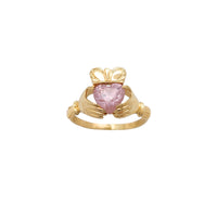 Pink Stone Set Claddagh Ring (14K) Popular Jewelry New York