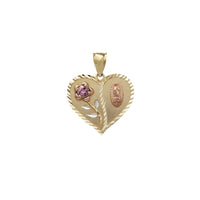 Zirconia Diamond-cuts Flower & Virgin Mary Pendant (14K)