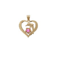Zirconia Dolphin Flower Heart Pendant (14K)