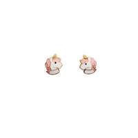 Pink Hair Unicorn Stud Earrings (14K)