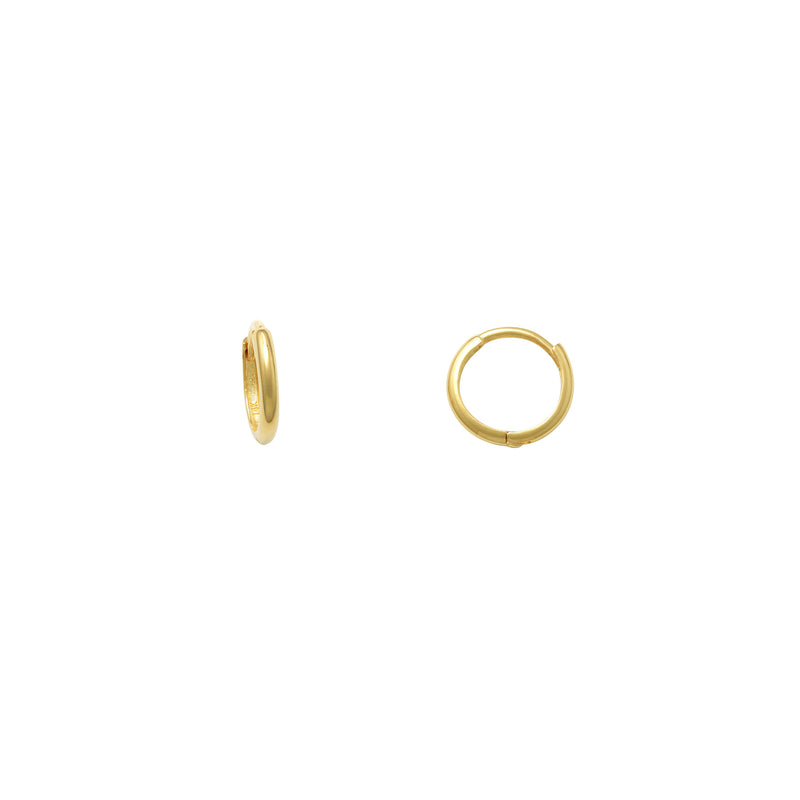 Yellow Gold Plain Huggie Earrings (14K) Popular Jewelry New York