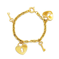 Plain Love Lock & Key Bracelet (14K) Popular Jewelry New York