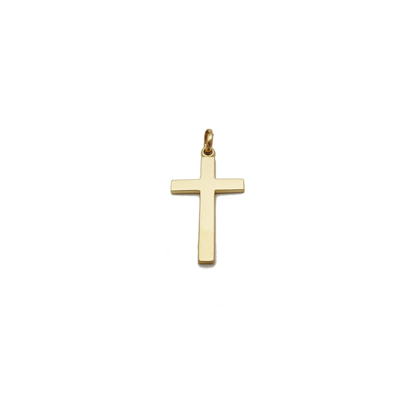 Plain Cross Pendant (14K) 14 Karat Yellow Gold, Popular Jewelry New York