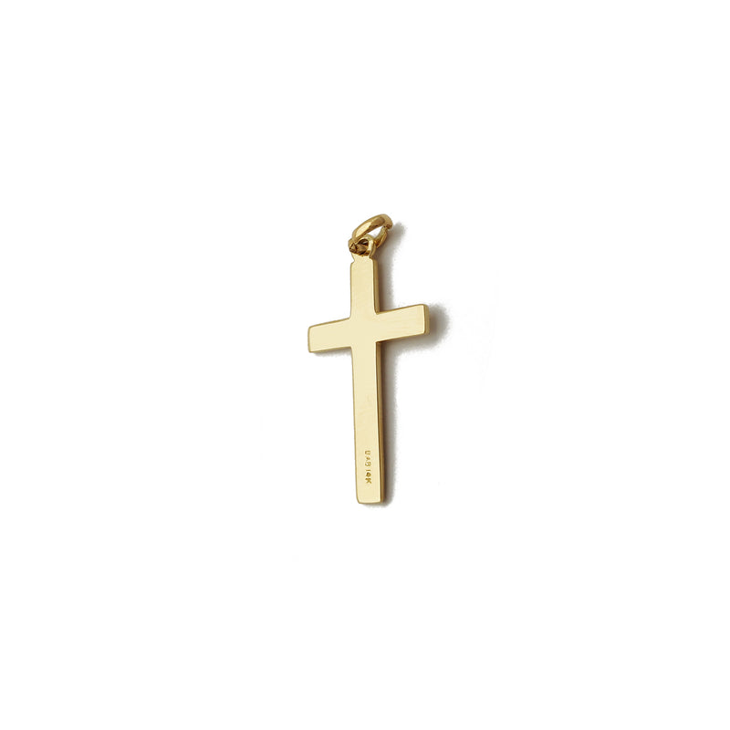 Plain Cross Pendant (14K) 14 Karat Yellow Gold, Popular Jewelry New York