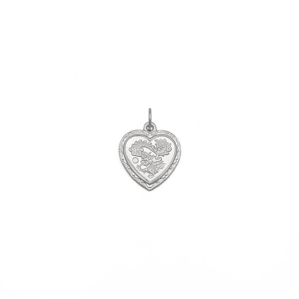 Dragon Heart Pendant (Platinum) front - Popular Jewelry - New York