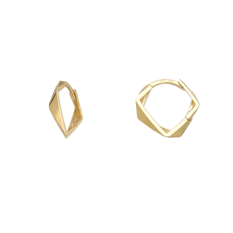 Polygonal Huggie Earrings (14K) Popular Jewelry New York