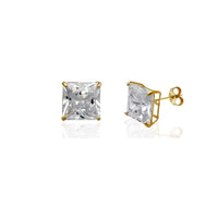 Zirconia Princess-Cut Solitaire Stud Earrings (14K)