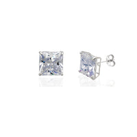 Zirconia Princess-Cut Solitaire Stud Earrings (14K)
