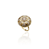 Puffed Shield CZ Ring (14K)
