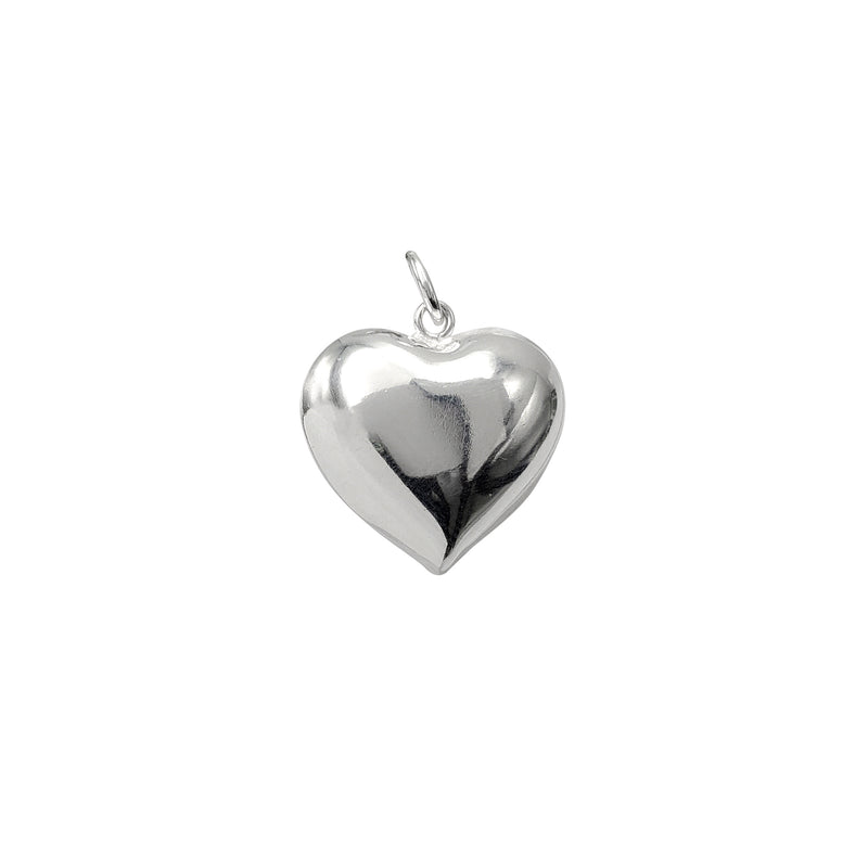 Glossy Puffy Heart Pendant (Silver)