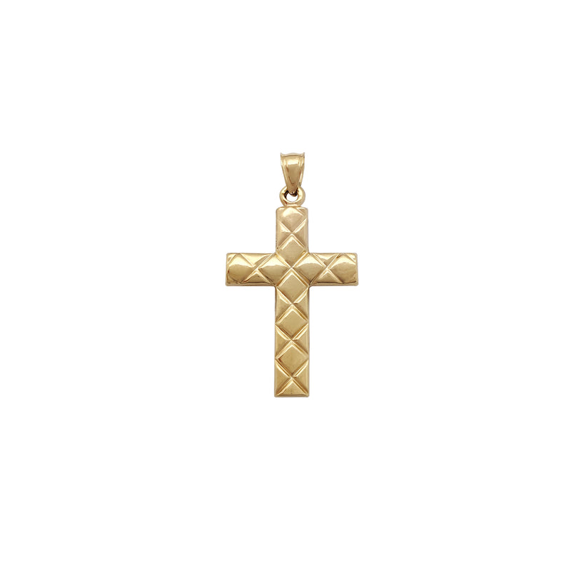 Puffy Lattice Patterns Cross Pendant (14K) Popular Jewelry New York
