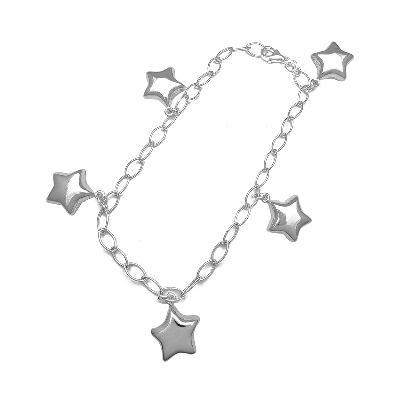 Puffy Star Charms Anklet (Silver)