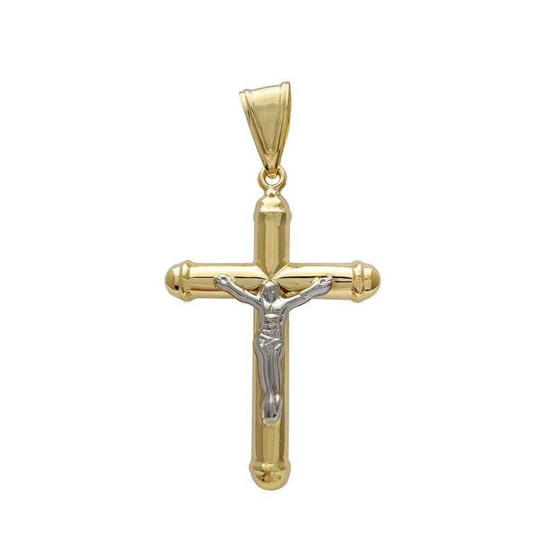 Puffy Two-Tone Crucifix Pendant (14K) Popular Jewelry New York