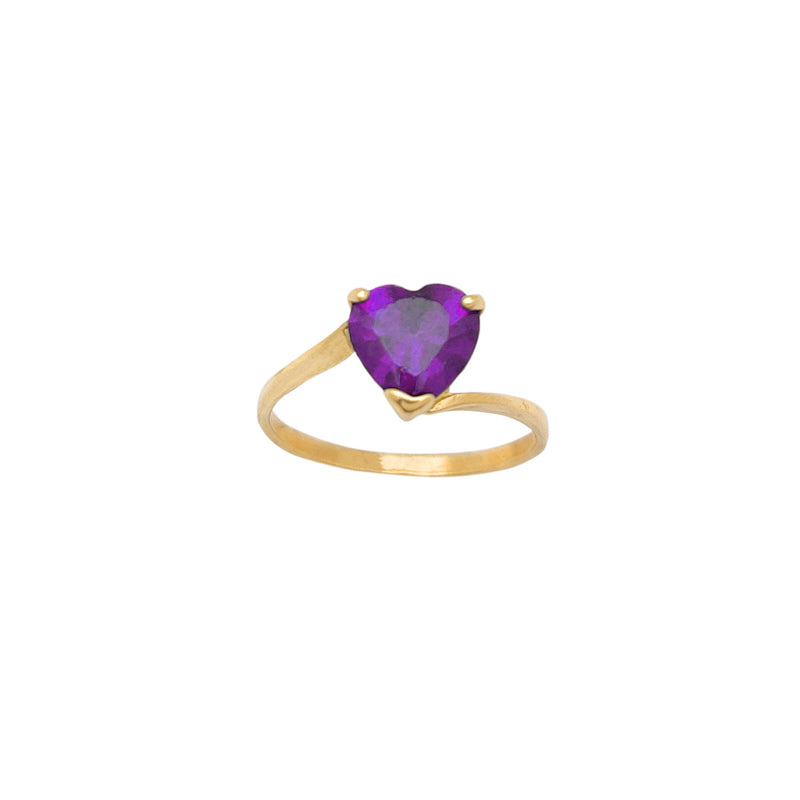 Purple Heart Shape Bypass Lady Ring (14K) Popular Jewelry New York