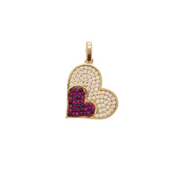 Stoneset Zirconia Double Heart Pendant (14K)