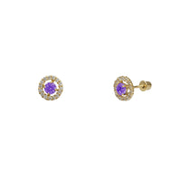 Zirconia Round Halo Stud Earrings