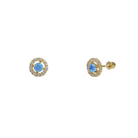 Zirconia Round Halo Stud Earrings
