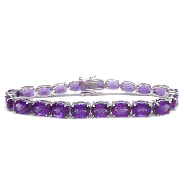 Zirconia Purple Oval Tennis Bracelet (Silver)