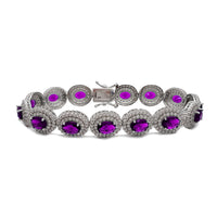 紫色氧化锆光环椭圆形网球手链（银色）