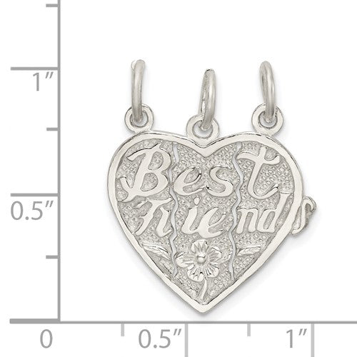 Break Apart "Best Friends" Heart Pendant (Silver)