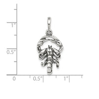 3-D Antique-Finish Scorpio Zodiac Pendant (Silver)