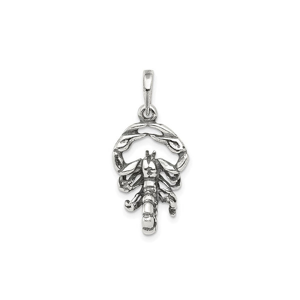 3-D Antique-Finish Scorpio Zodiac Pendant (Silver)