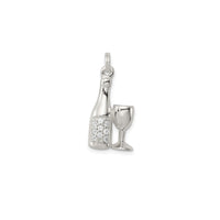 Zirconia Wine/Champagne Glass Charm Pendant (Silver)