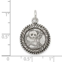 Antiqued Panda Bear Pendant (Silver)