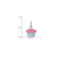 Enameled Pink Fuchsia Cupcake Pendant (Silver)