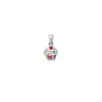 Enameled Multicolor Cupcake Pendant (Silver)