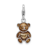 Enamel Teddy Bear Charm (Silver)