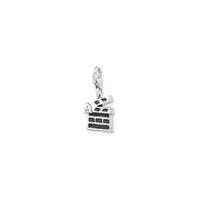 Enameled Clapperboard Charm Pendant (Silver)