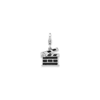 Enameled Clapperboard Charm Pendant (Silver)