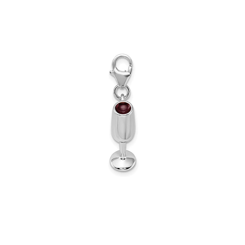 3-D Enameled Wine Glass Charm Pendant (Silver)