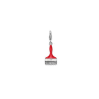 Enameled Red Paint Brush Charm Pendant (Silver)