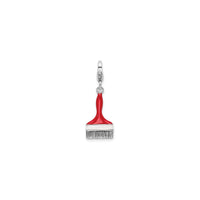 Enameled Red Paint Brush Charm Pendant (Silver)