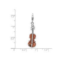 3-D Enamel Viola Charm Pendant (Silver)