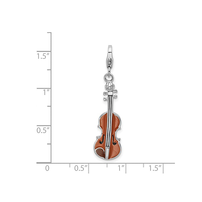 3-D Enamel Viola Charm Pendant (Silver)