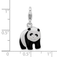 Enameled Panda Bear Pendant (Silver)
