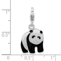 Enameled Panda Bear Pendant (Silver)